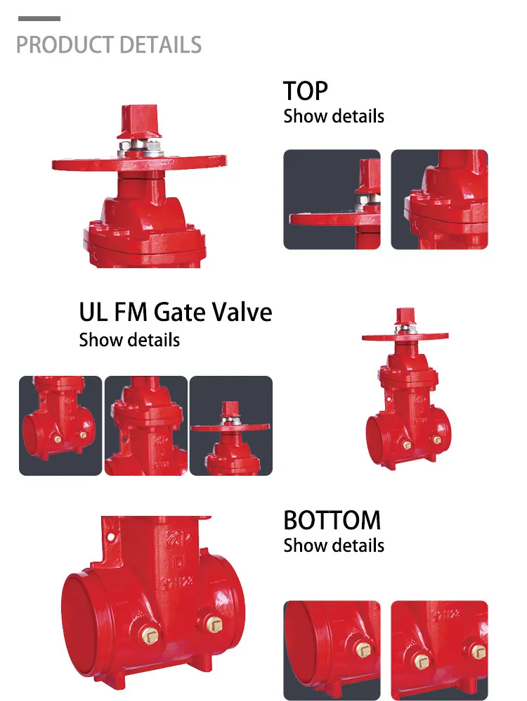12′′ DN300 Fire Fighting Equipment FM UL Approved 300 Psi Grooved Nrs Gate Valve