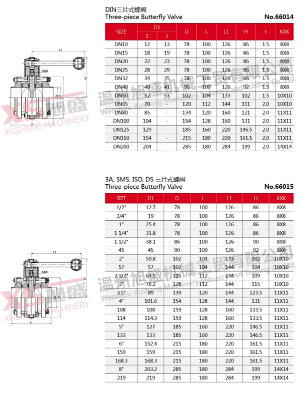 3A Stainless Steel 304 316 Union End Butterfly Valve for Bevarage System
