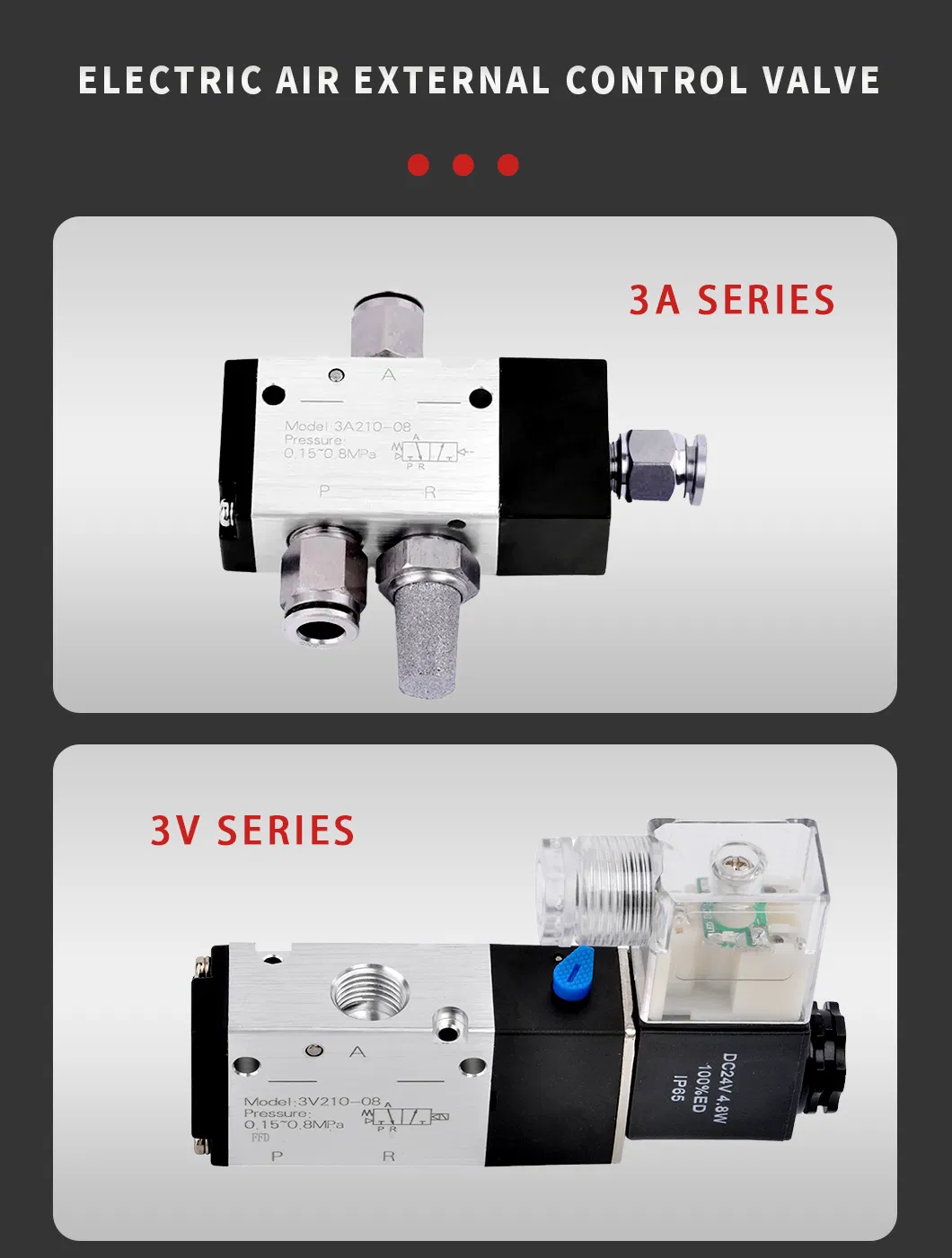 Aluminum Solenoid Valve Type 4V1 Series Electric Control Valve Pressure Switches