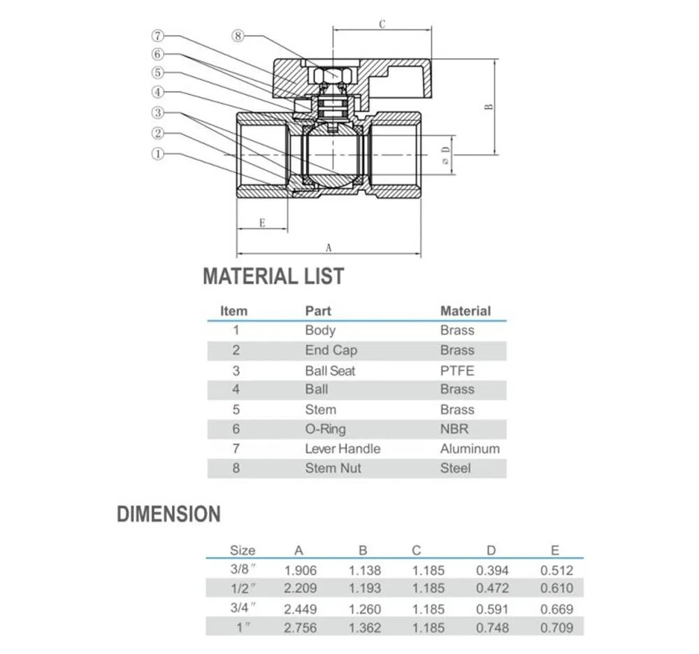 Brass Gas Ball Valve with FF Thread