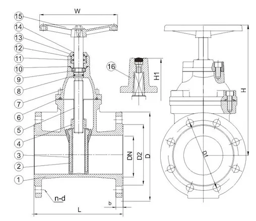 BS DN100 Pn16 Di Non-Rising Stem Resilient Soft Seat Ductile Iron Gate Valves