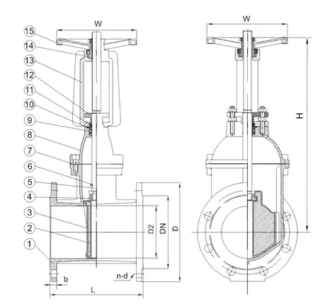 BS5163 DN100 Pn16 Di Rising Stem Resilient Soft Seated Gate Valve