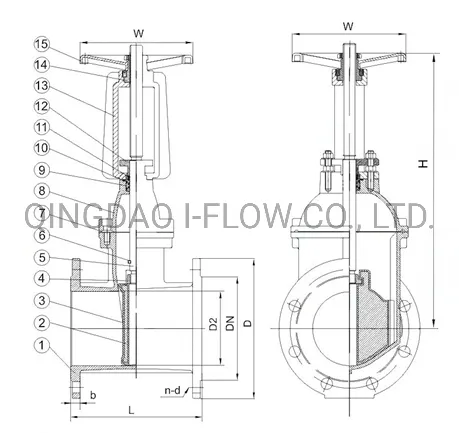 BS5163 En 1171 Pn10/16   OS&Y Rising Stem Resilient Seated Flanged Ductile Iron Gate Valve