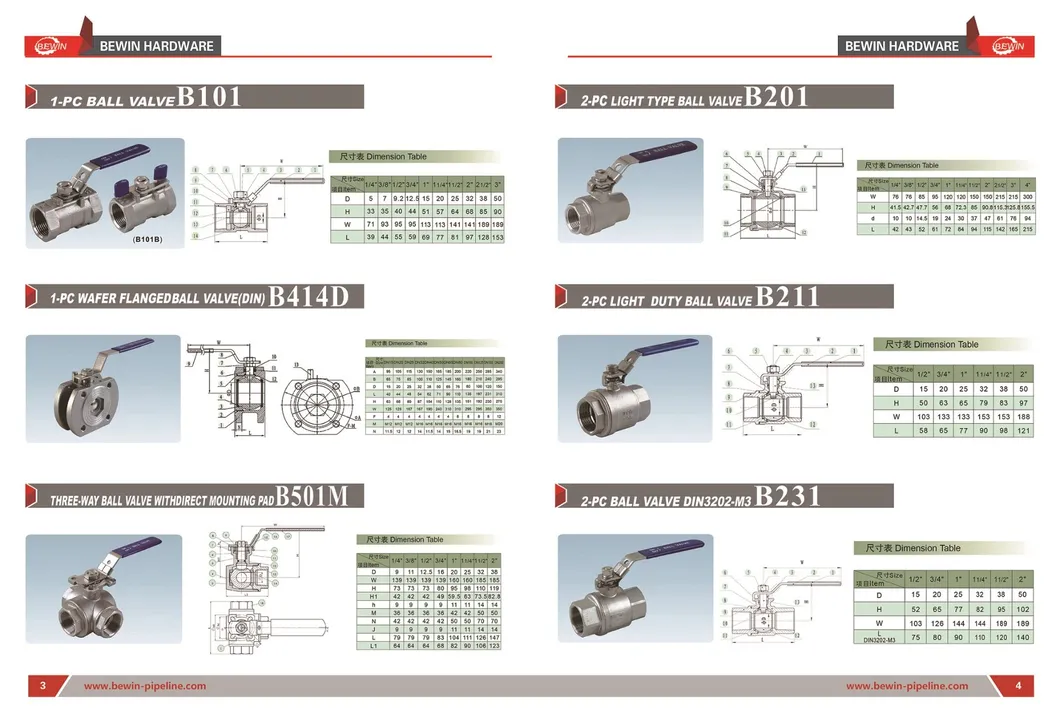 Casting Approved Ad2000-W0 DIN 3202-M3 2PC Ball Valve