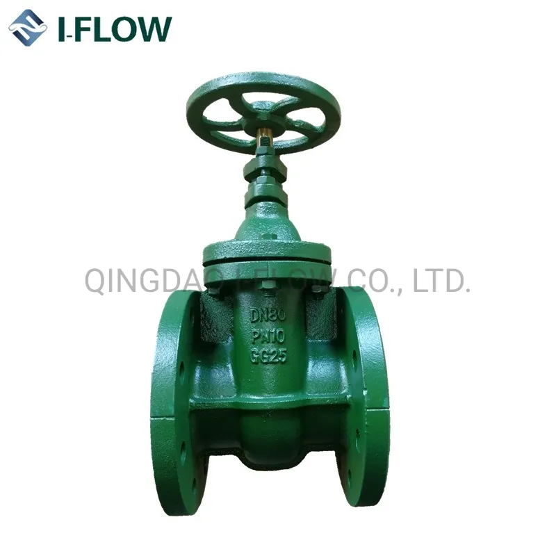 DIN F4 Pn16 DN80 Cast Iron Non Rising Stem Metal Seat Gate Valve