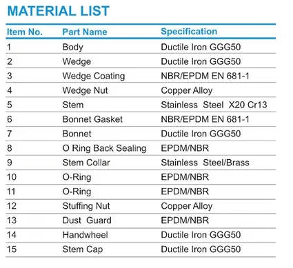 DIN Non Rising Stem Resilient Seated Seat Ductile Iron Gate Valve