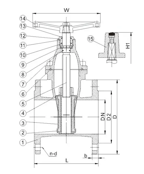 DIN3352/En 1171 Pn25 Non-Riding Stem Resilient Seated Gate Valve