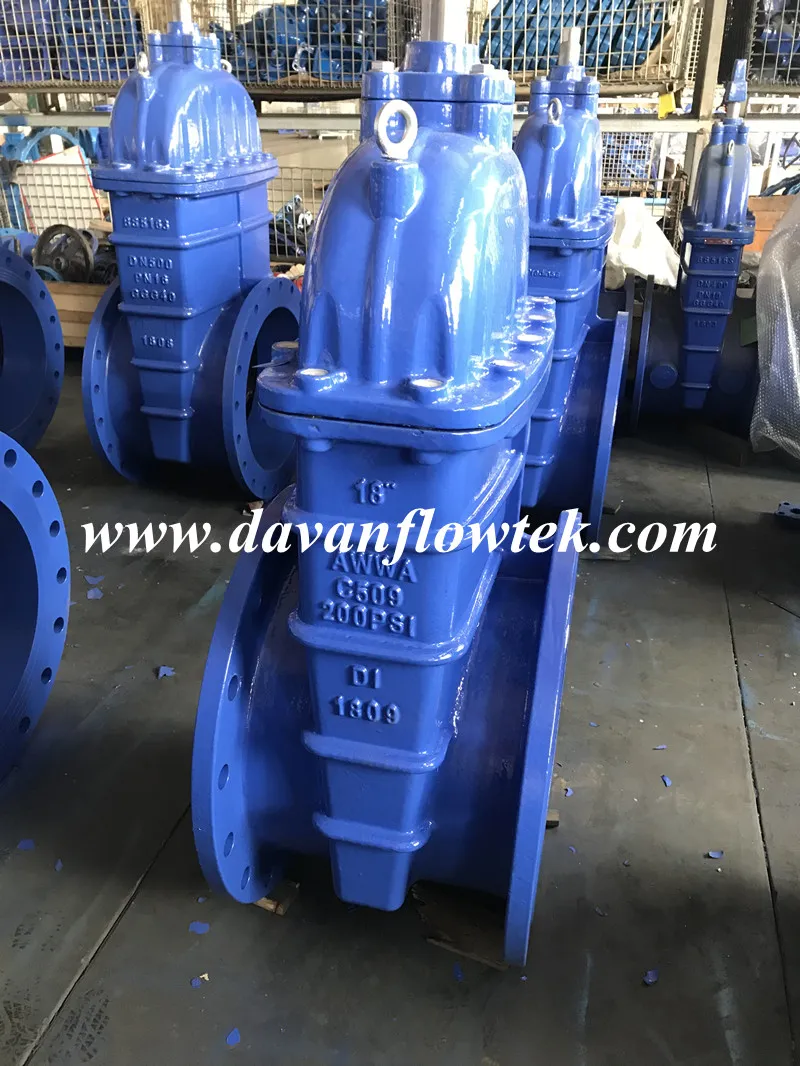 DN50-1200 DIN /BS Non-Rising Stem Gate Valve Pn16 Rubber Wedge Resilient Seat Gate Valve Handwheel Operated Flanged Water China Factory Gate Valve