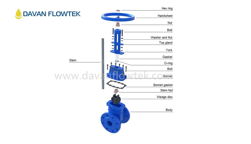 Ductile Iron Flanged Rubber Resilient Rising Stem Gate Valve