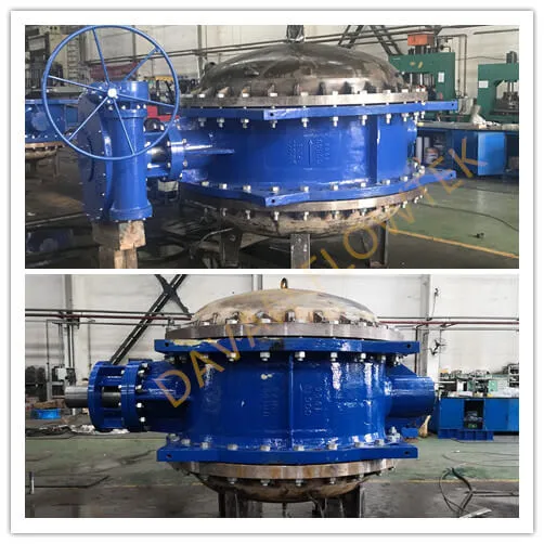 Ductile Iron Ggg50 Pn16 Gear Operated Double Flange Butterfly Valve Resilient Seat DN700 China Factory En593 14 Series Double Offset / Eccentric Butterfly Valve