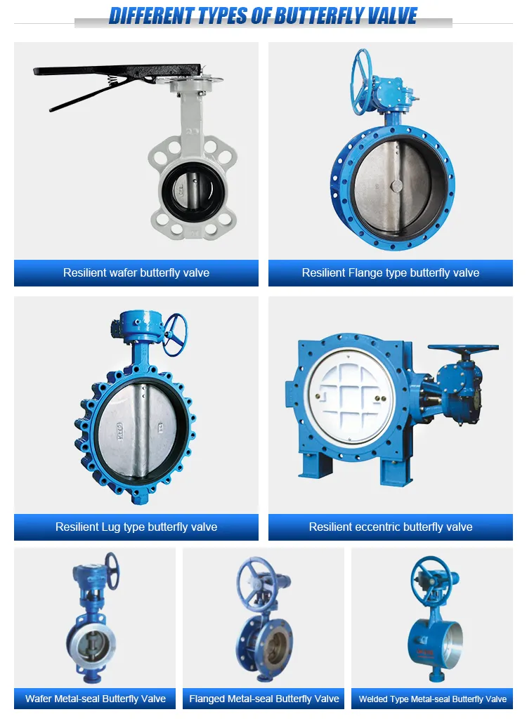 Epoxy Resin Sprayed Blue Pn6 DN25 DN500 Butterfly Valve with Handle