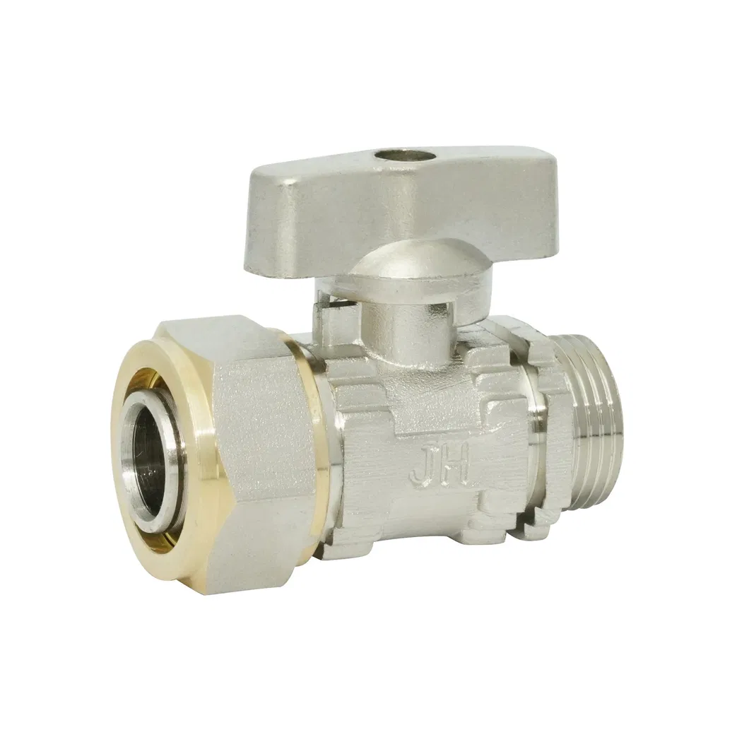Industrial Manual DN22 Thread Forged Brass Compression Ball Valve with Flat Steel Handle