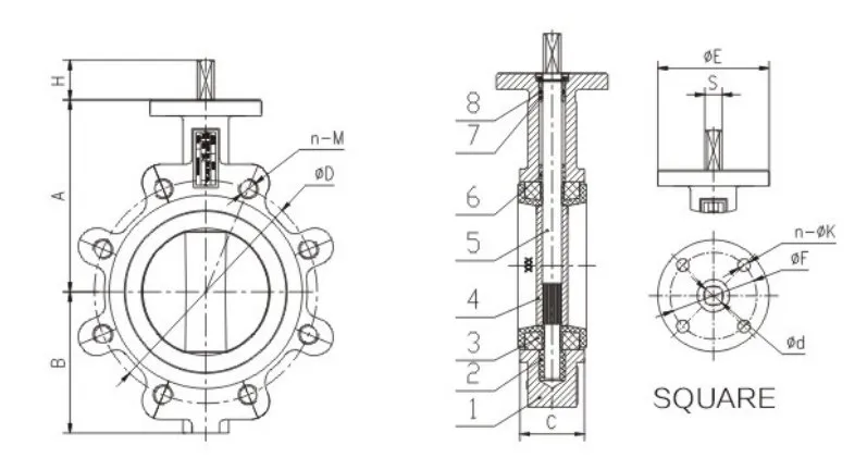 Lug Type Butterfly En593 Pn10/Pn16/Pn25/Class 125
