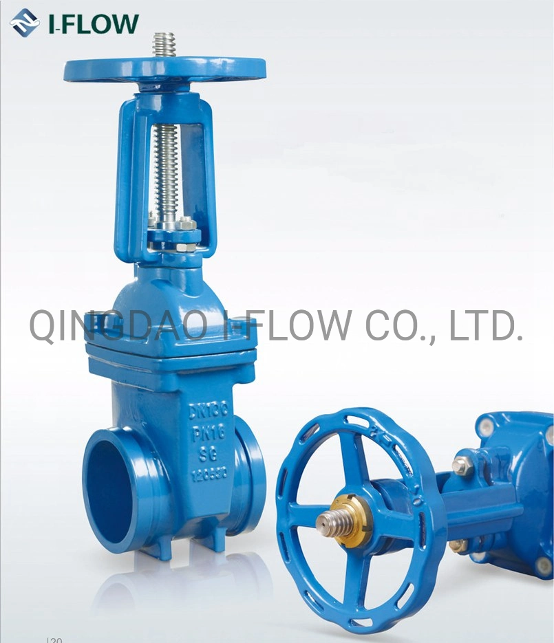 Manual Water Gate Valve Rising Stem Rubber Disc Pn16 DN150 Ggg40 Ductile Iron Groove Gate Valve