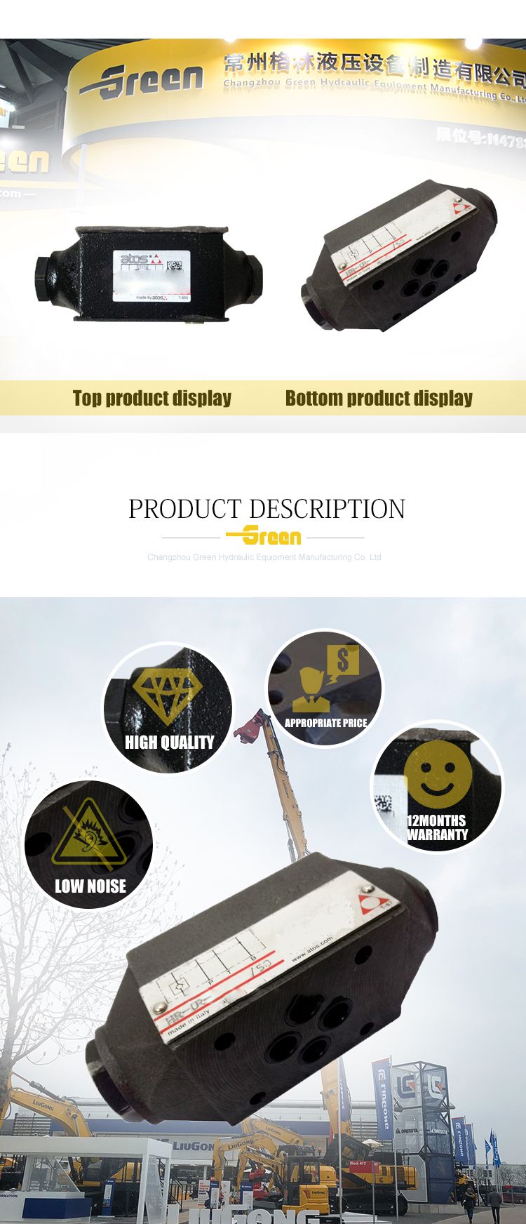 Parts Main Atos Hr Kr Jpr Hr-011 Hr-016 Hr-002 Hr-003 Hr-004 Hr-007 Hr-008 Hr-009 Superimposed Check Valve for Small Loaders