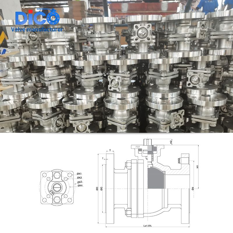 Pn16 High Platform 2 Pieces Flange Ball Valve