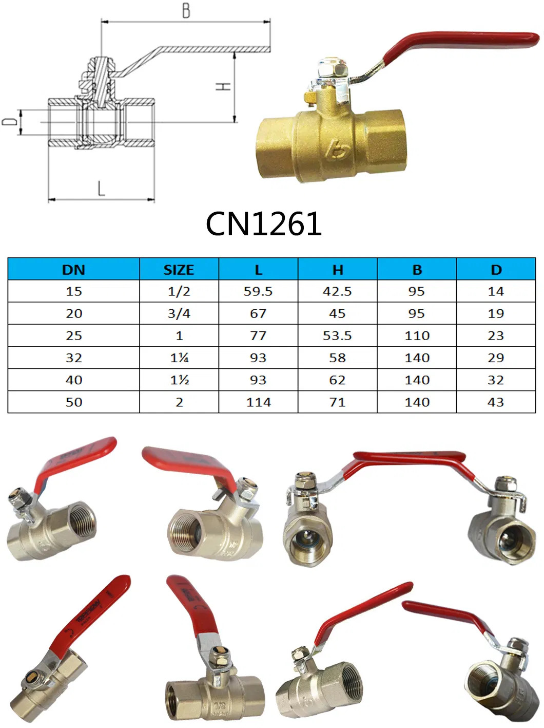 Pn25 1/2 3/4 1 1-1/4 1-1/2 Inches BSPT/NPT Thread Catalog Pricelist Brass Ball Valve with Chrome Plated Long Handle