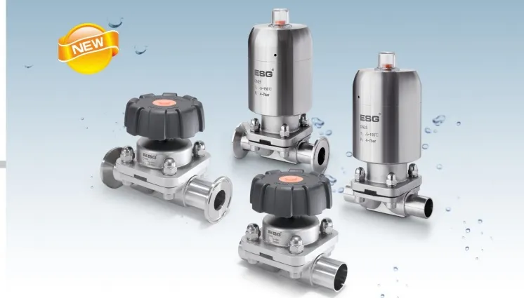 Sanitary Stainless Steel Pneumatic Diaphragm Valve with ISO-1127 Connection