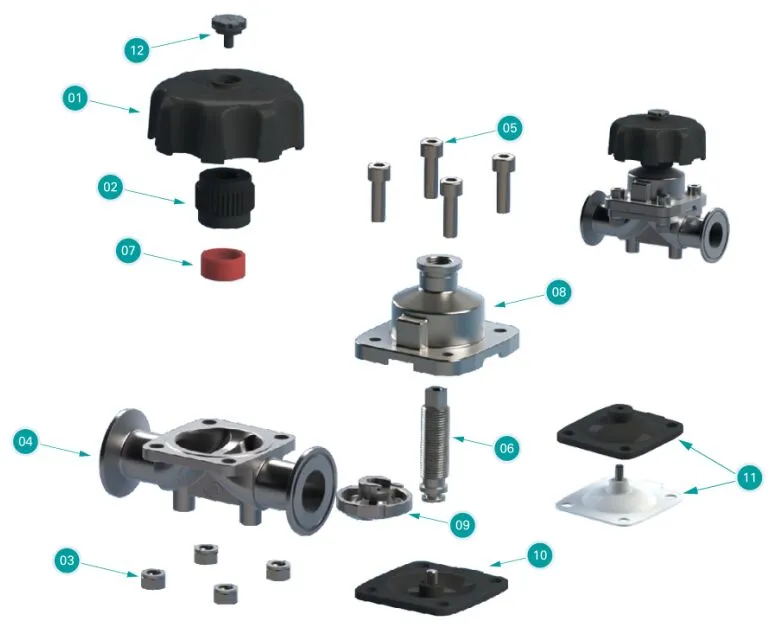 Sanitary Stainless Steel SS304/SS316L Manual Clamped Diaphragm Valve