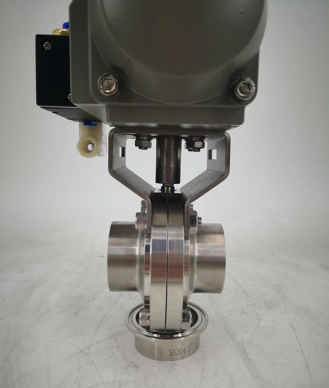 SMS Sanitary Stainless Steel Welding Pneumatic Butterfly Valve with Actuator
