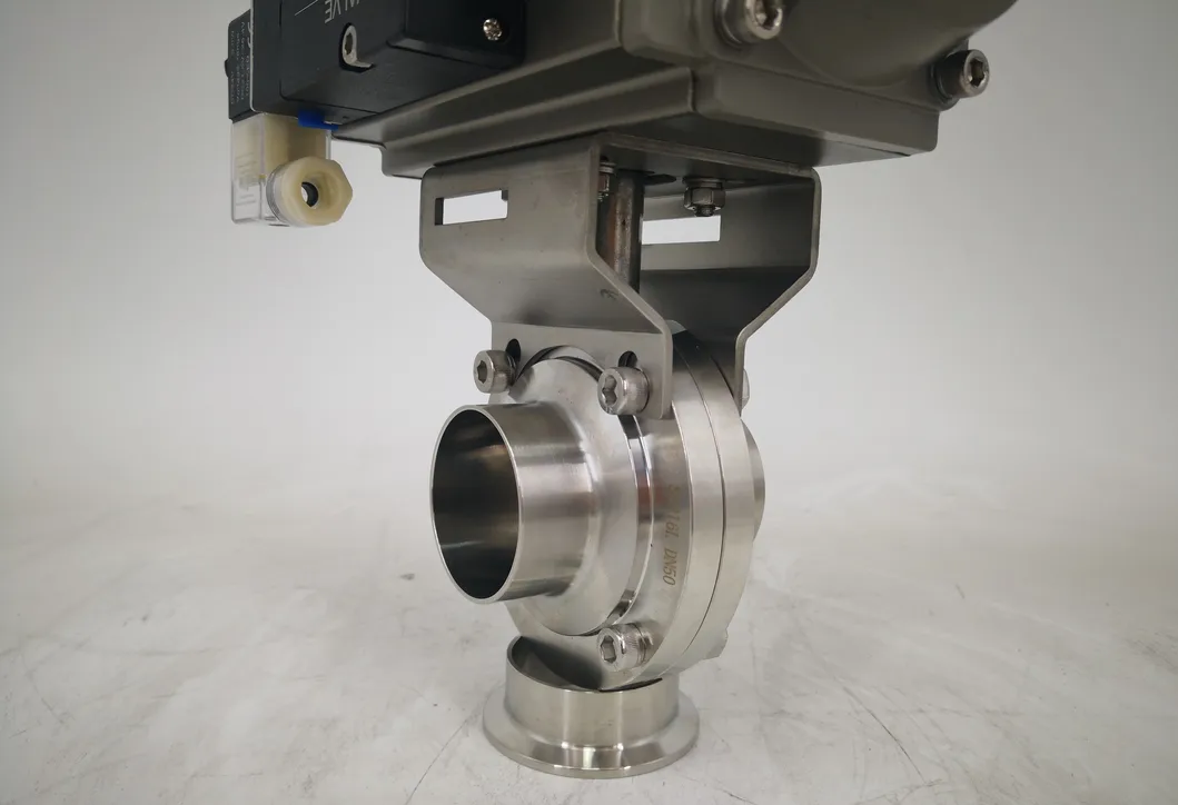 SMS Sanitary Stainless Steel Welding Pneumatic Butterfly Valve with Actuator