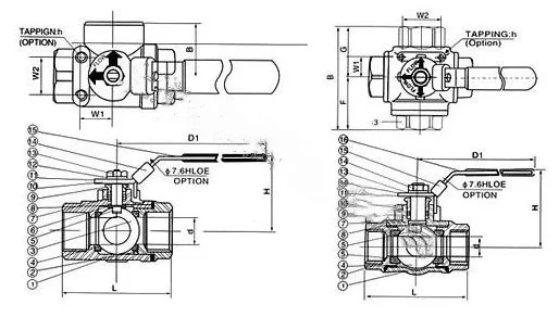 Stainless Steel Pneumatic Flange Tee/Three Way Internal Thread Ball Valve