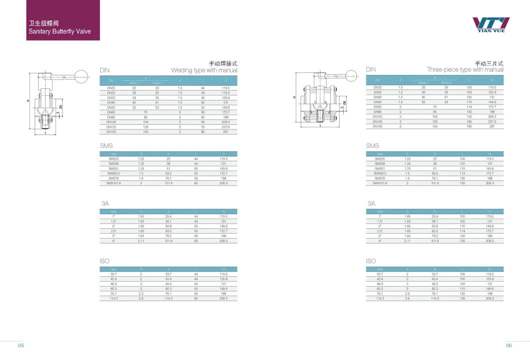 Stainless Steel Sanitary Clamp-Clamp Ends Butterfly Valves with Manual Handle