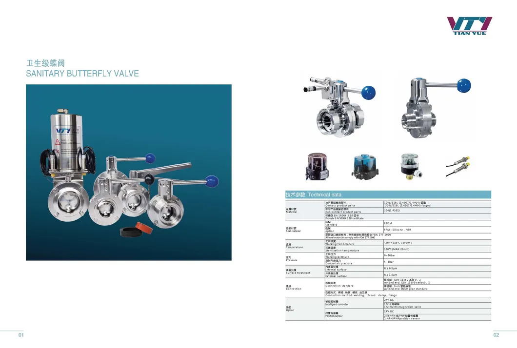 Stainless Steel Sanitary Clamp-Clamp Ends Butterfly Valves with Manual Handle