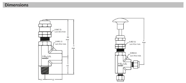 Swagelok Type Customized Adjustable Spring Stainless Steel Safety Valves Pressure Relief Valves