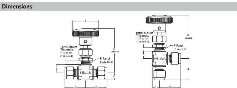 Swagelok Type Hikelok Stainless Steel Brass Straight Angle Cross Pattern Needle Valve