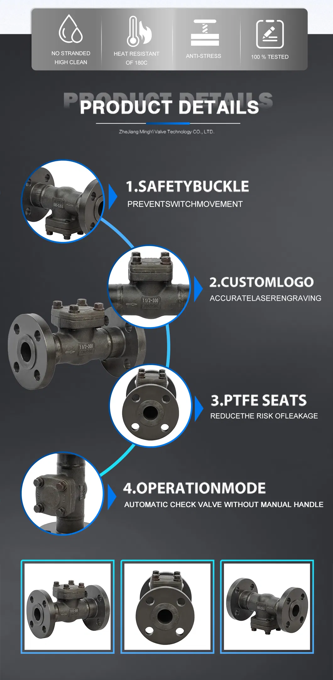 Ta2 Titanium Alloy Forging Lift Check Valve Welding Check Valve