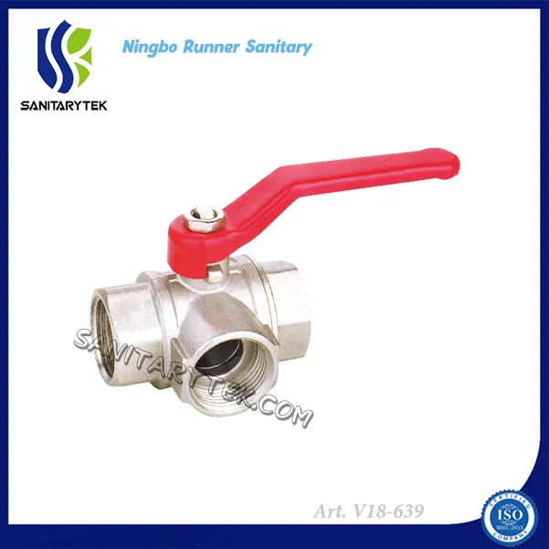 Three Way Brass Ball Valve FF with Aluminum Handle