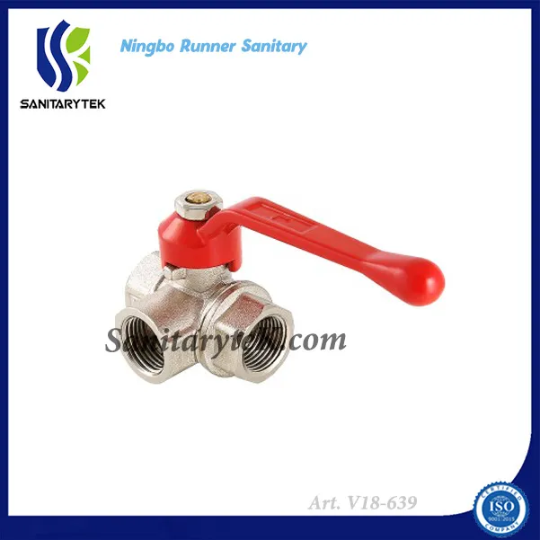 Three Way Brass Ball Valve FF with Aluminum Handle