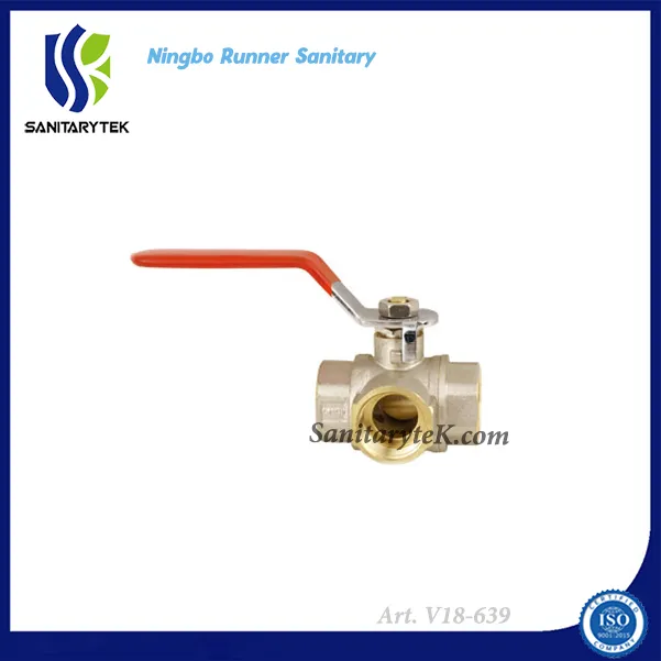 Three Way Brass Ball Valve FF with Aluminum Handle