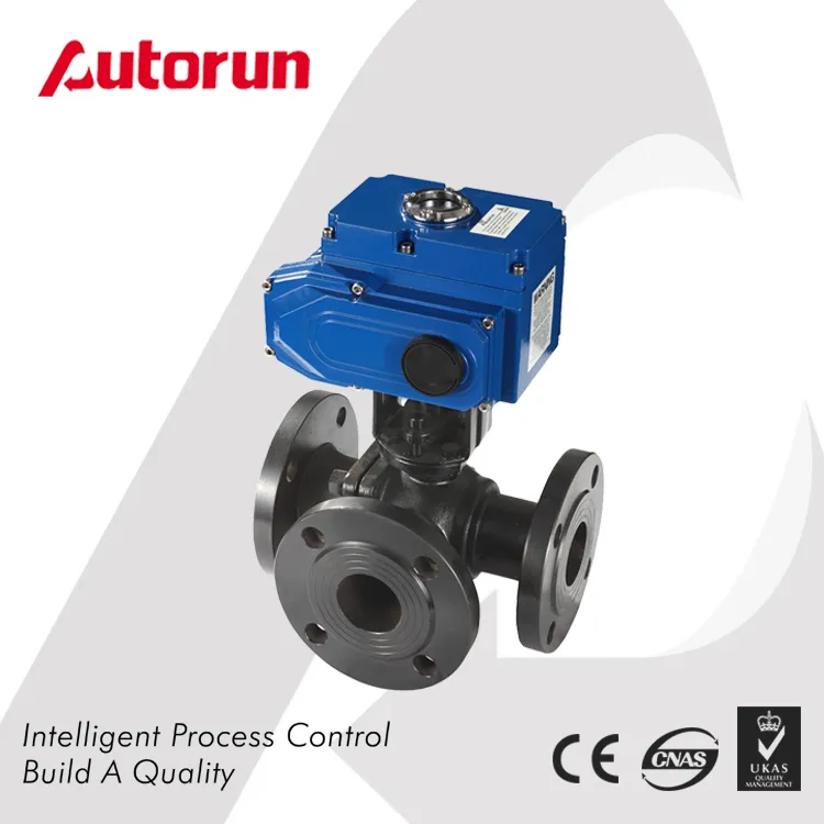 Three Way Electric Flange Ball Valve