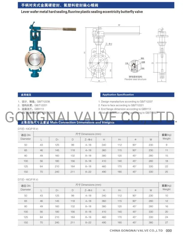 Worm Gear Operated Rubber Seal U Flange Type Butterfly Valve for Sea Water